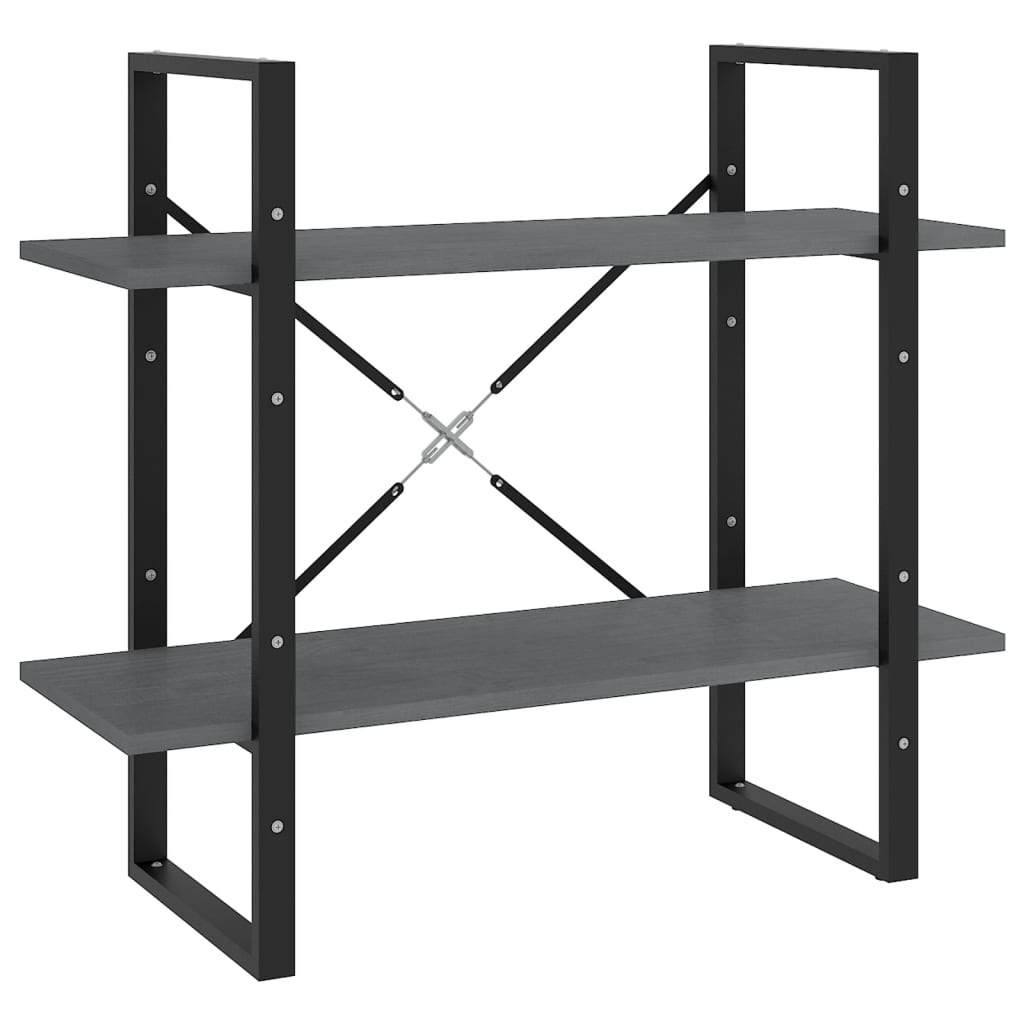 Boekenkast Met 2 Schappen Massief Grenen Grijs 80 x 30 x 70 cm Hout
