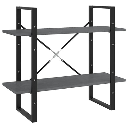 Boekenkast Met 2 Schappen Massief Grenen Grijs 80 x 30 x 70 cm Hout