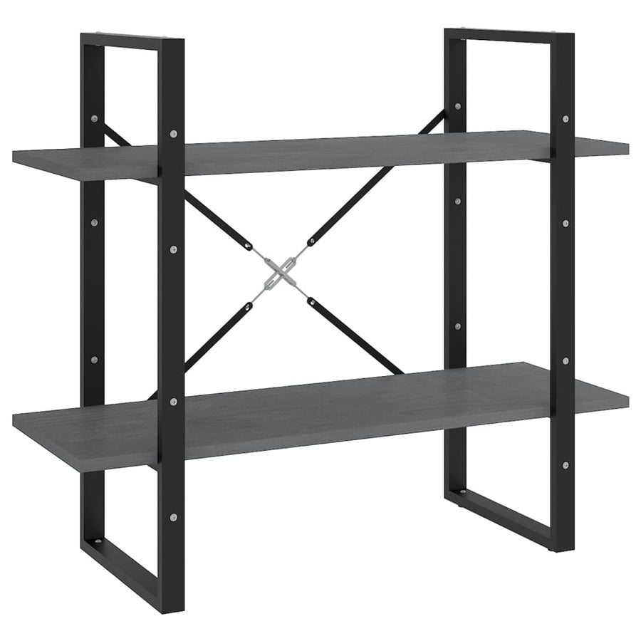Boekenkast Met 2 Schappen Massief Grenen Grijs 80 x 30 x 70 cm Hout