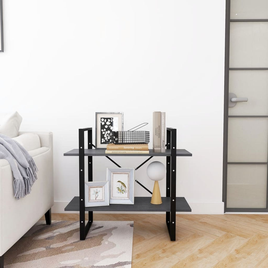 Boekenkast Met 2 Schappen Massief Grenen Grijs 80 x 30 x 70 cm Hout