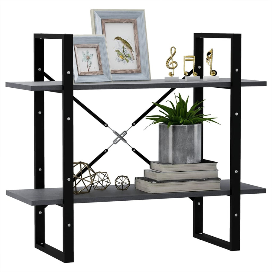 Boekenkast Met 2 Schappen Massief Grenen Grijs 80 x 30 x 70 cm Hout