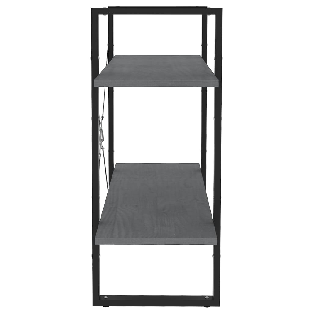 Boekenkast Met 2 Schappen Massief Grenen Grijs 80 x 30 x 70 cm Hout