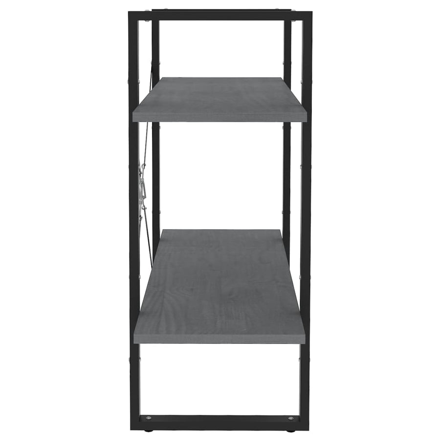 Boekenkast Met 2 Schappen Massief Grenen Grijs 80 x 30 x 70 cm Hout