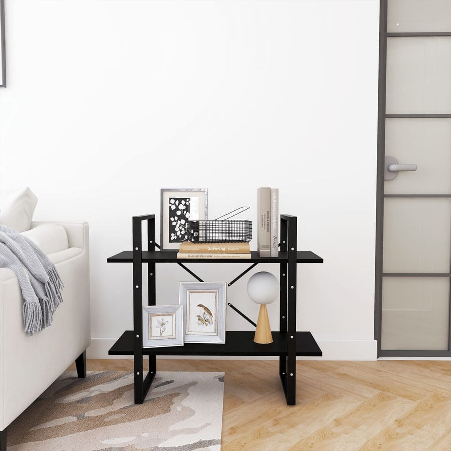 Boekenkast Met 2 Schappen Massief Grenen Zwart 80 x 30 x 70 cm Hout