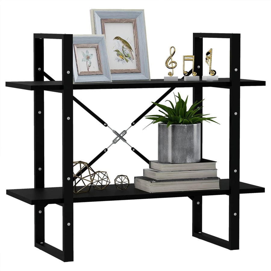 Boekenkast Met 2 Schappen Massief Grenen Zwart 80 x 30 x 70 cm Hout