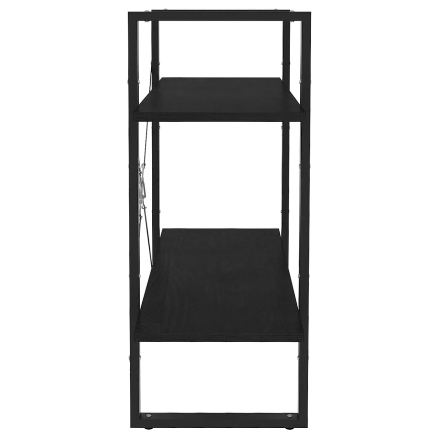 Boekenkast Met 2 Schappen Massief Grenen Zwart 80 x 30 x 70 cm Hout