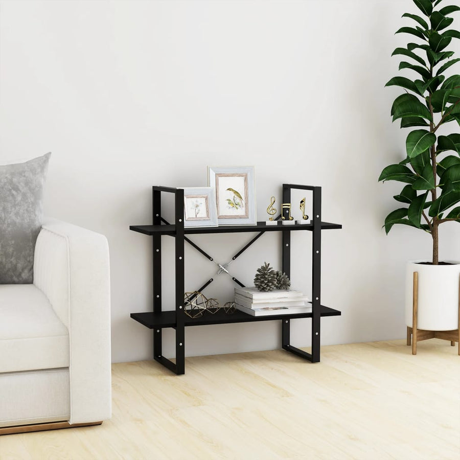 Boekenkast Met 2 Schappen Massief Grenen Zwart 80 x 30 x 70 cm Hout