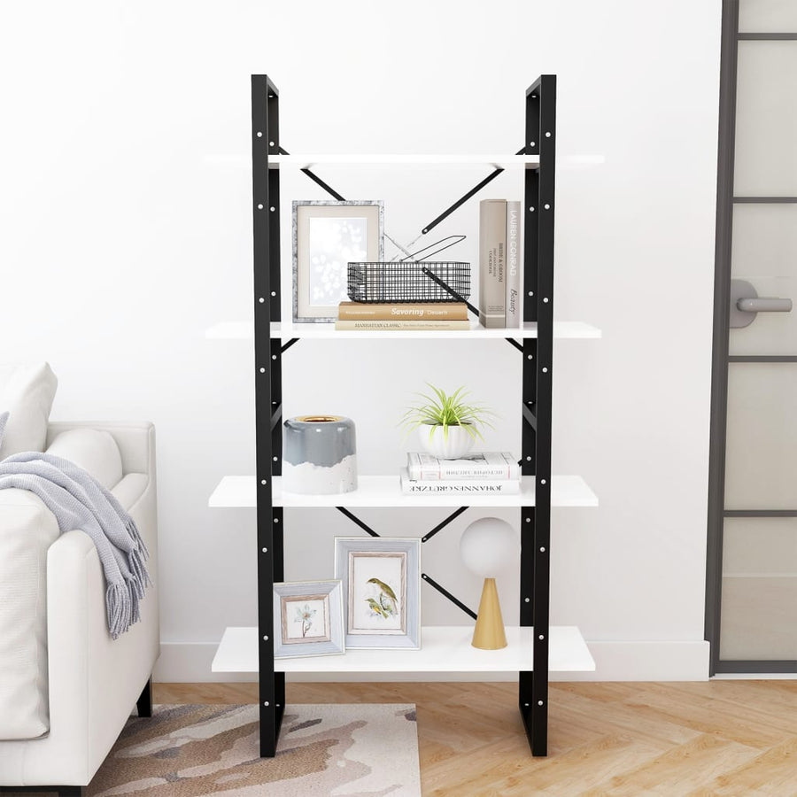 Boekenkast Met 4 Schappen Spaanplaat Wit 80 x 30 x 140 cm Bewerkt hout