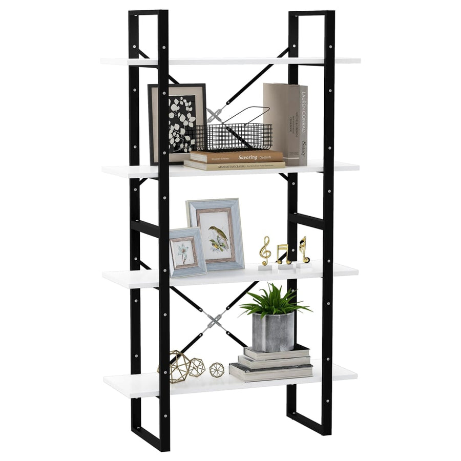 Boekenkast Met 4 Schappen Spaanplaat Wit 80 x 30 x 140 cm Bewerkt hout