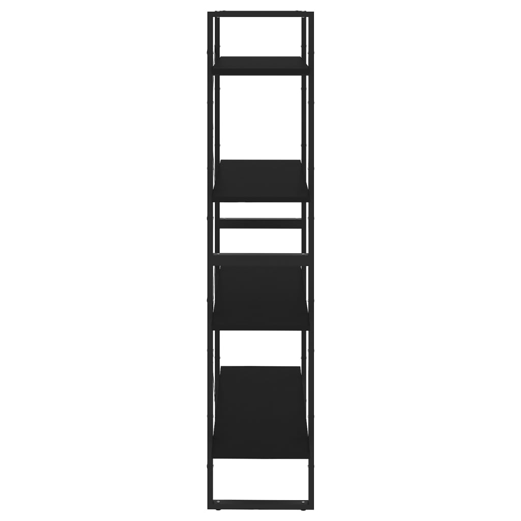 Boekenkast Met 4 Schappen Spaanplaat Zwart 80 x 30 x 140 cm Bewerkt hout