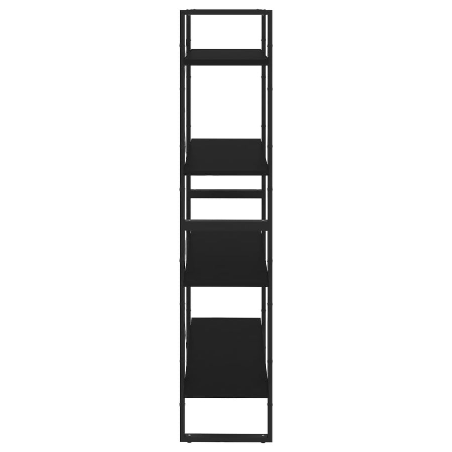 Boekenkast Met 4 Schappen Spaanplaat Zwart 80 x 30 x 140 cm Bewerkt hout