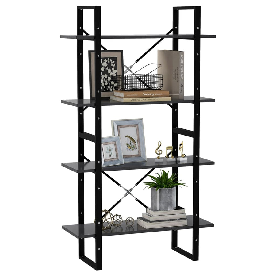 Boekenkast Met 4 Schappen Spaanplaat Grijs 80 x 30 x 140 cm Bewerkt hout