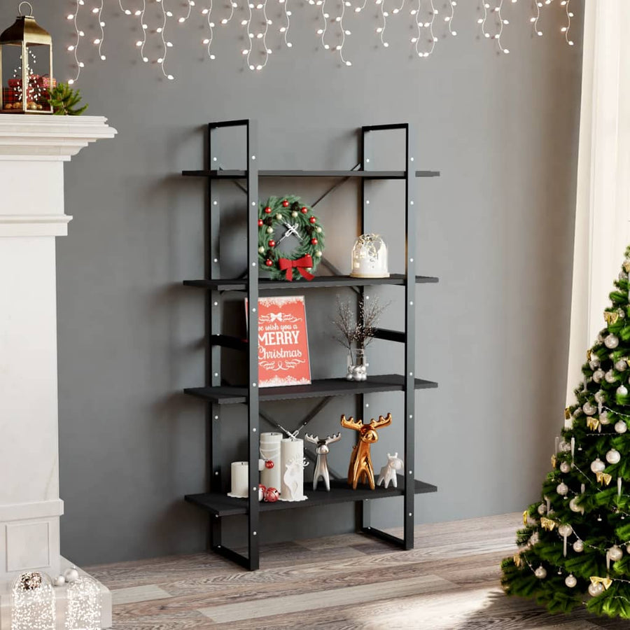 Boekenkast Met 4 Schappen Spaanplaat Grijs 80 x 30 x 140 cm Bewerkt hout