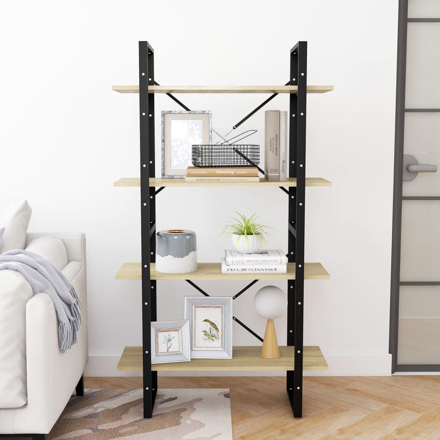 Boekenkast Met 4 Schappen Spaanplaat Sonoma Eiken 80 x 30 x 140 cm Bewerkt hout
