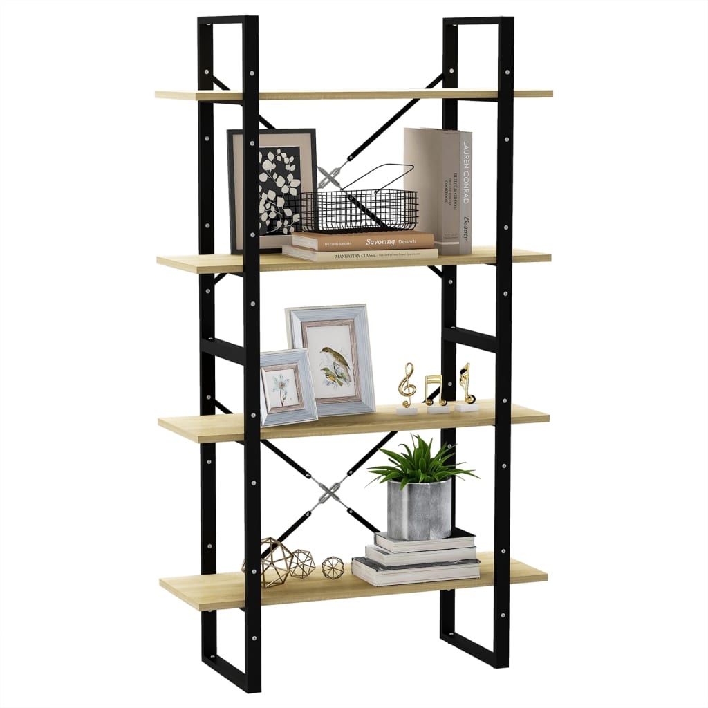 Boekenkast Met 4 Schappen Spaanplaat Sonoma Eiken 80 x 30 x 140 cm Bewerkt hout