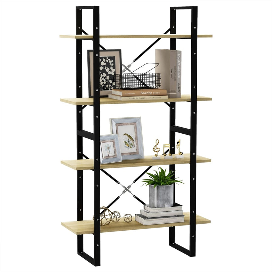 Boekenkast Met 4 Schappen Spaanplaat Sonoma Eiken 80 x 30 x 140 cm Bewerkt hout