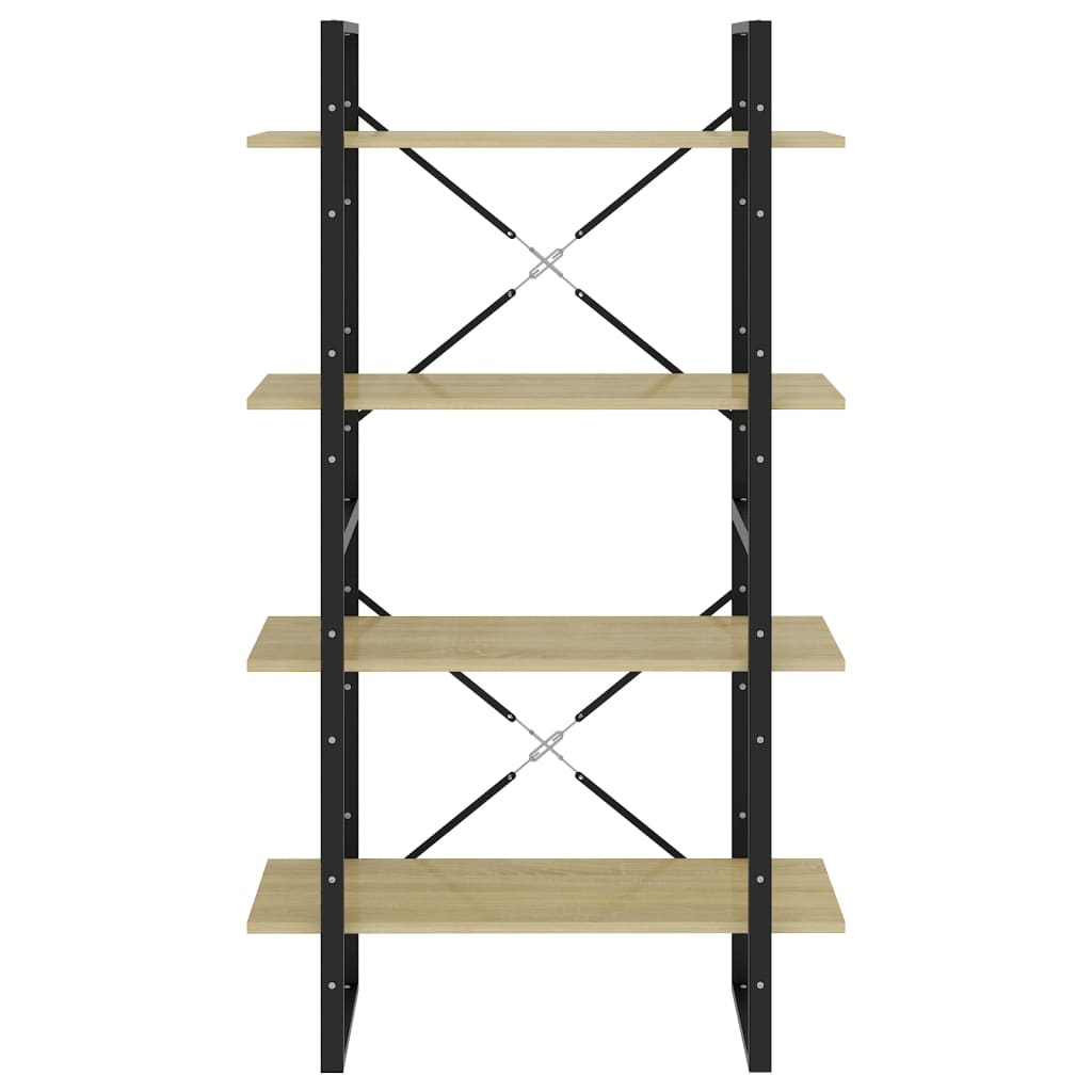 Boekenkast Met 4 Schappen Spaanplaat Sonoma Eiken 80 x 30 x 140 cm Bewerkt hout