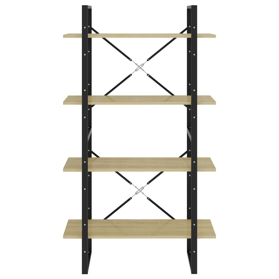 Boekenkast Met 4 Schappen Spaanplaat Sonoma Eiken 80 x 30 x 140 cm Bewerkt hout