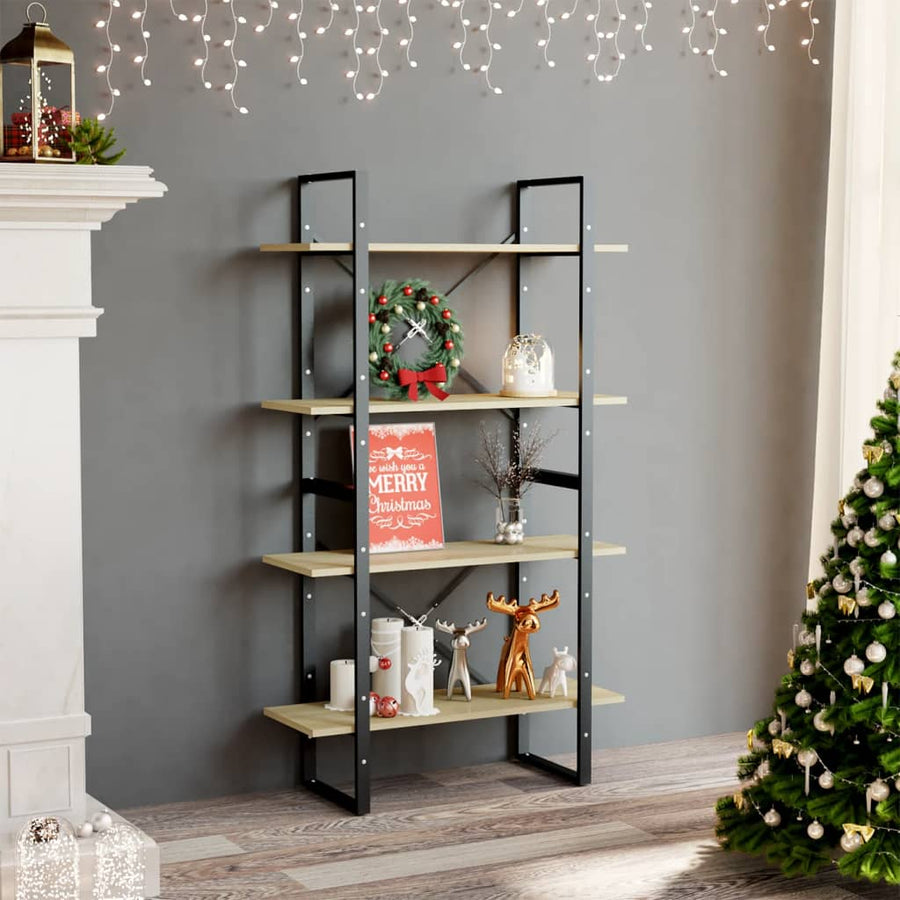 Boekenkast Met 4 Schappen Spaanplaat Sonoma Eiken 80 x 30 x 140 cm Bewerkt hout