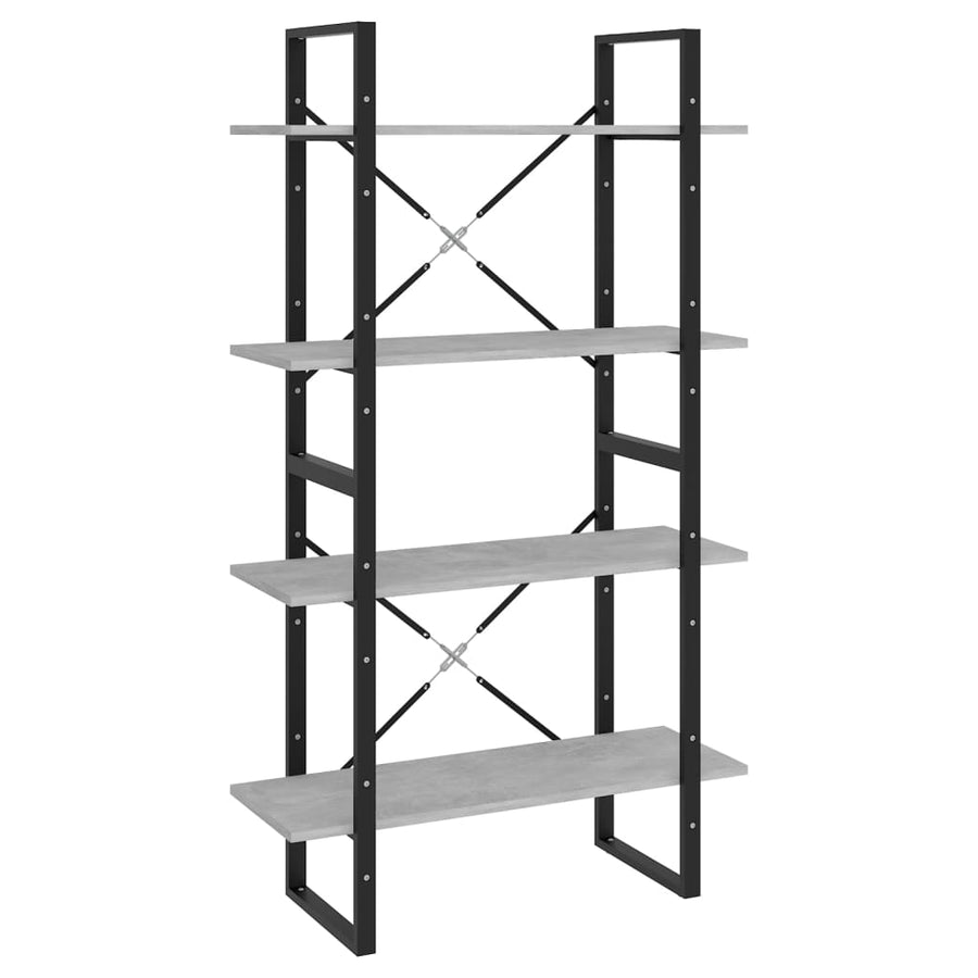 Boekenkast Met 4 Schappen Spaanplaat Betongrijs 80 x 30 x 140 cm Bewerkt hout