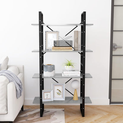Boekenkast Met 4 Schappen Spaanplaat Betongrijs 80 x 30 x 140 cm Bewerkt hout