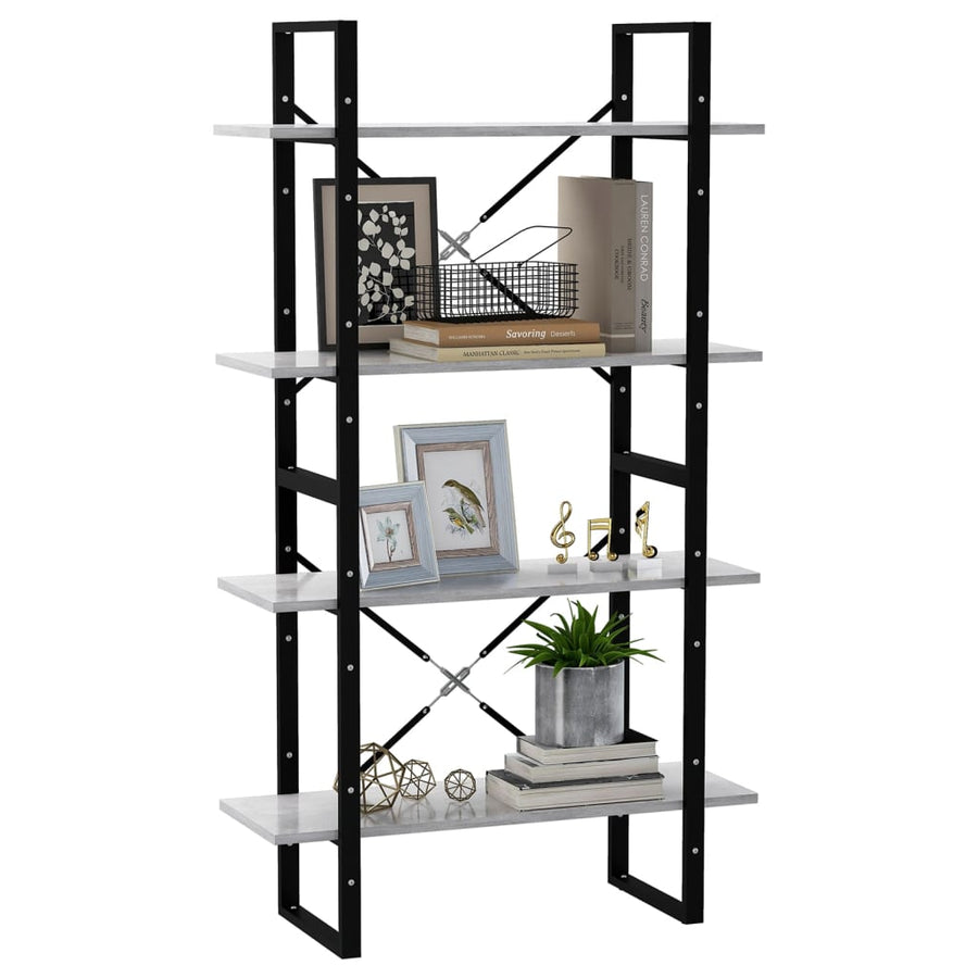 Boekenkast Met 4 Schappen Spaanplaat Betongrijs 80 x 30 x 140 cm Bewerkt hout