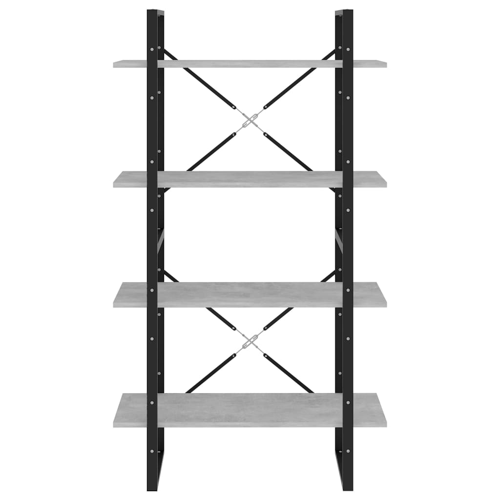 Boekenkast Met 4 Schappen Spaanplaat Betongrijs 80 x 30 x 140 cm Bewerkt hout