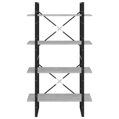 Boekenkast Met 4 Schappen Spaanplaat Betongrijs 80 x 30 x 140 cm Bewerkt hout