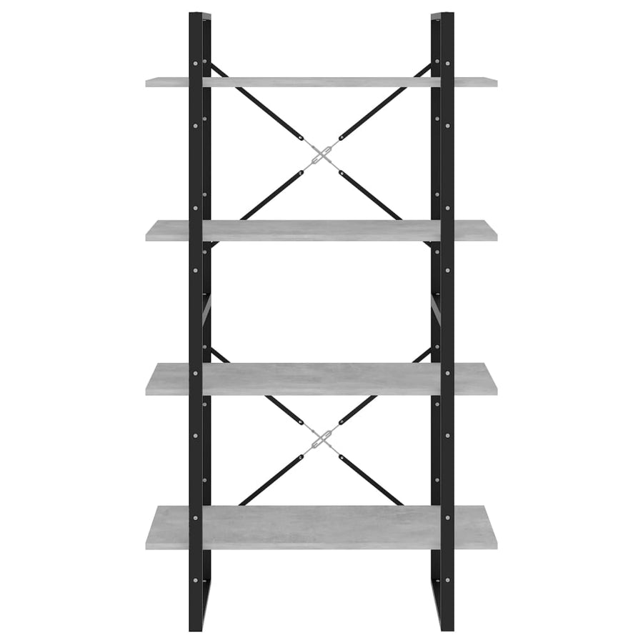 Boekenkast Met 4 Schappen Spaanplaat Betongrijs 80 x 30 x 140 cm Bewerkt hout