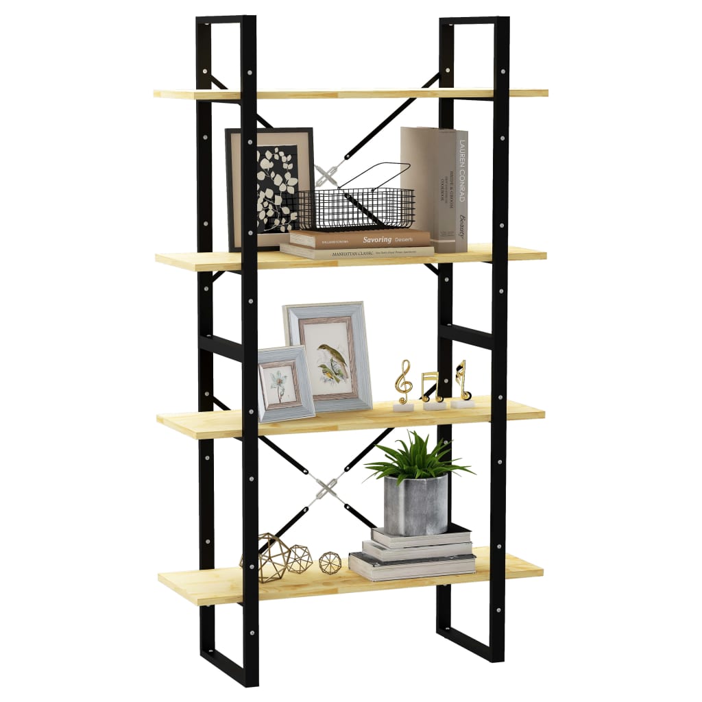 Boekenkast Met 4 Schappen Massief Grenen Naturel 80 x 30 x 140 cm Hout