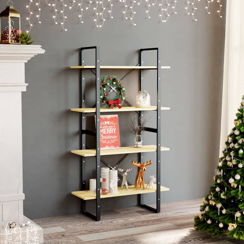 Boekenkast Met 4 Schappen Massief Grenen Naturel 80 x 30 x 140 cm Hout