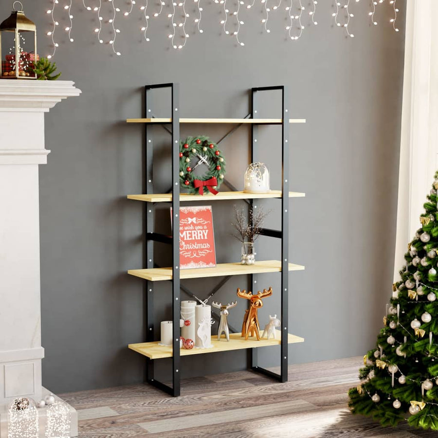 Boekenkast Met 4 Schappen Massief Grenen Naturel 80 x 30 x 140 cm Hout