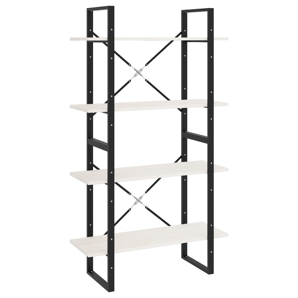 Boekenkast Met 4 Schappen Massief Grenen Wit 80 x 30 x 140 cm Hout
