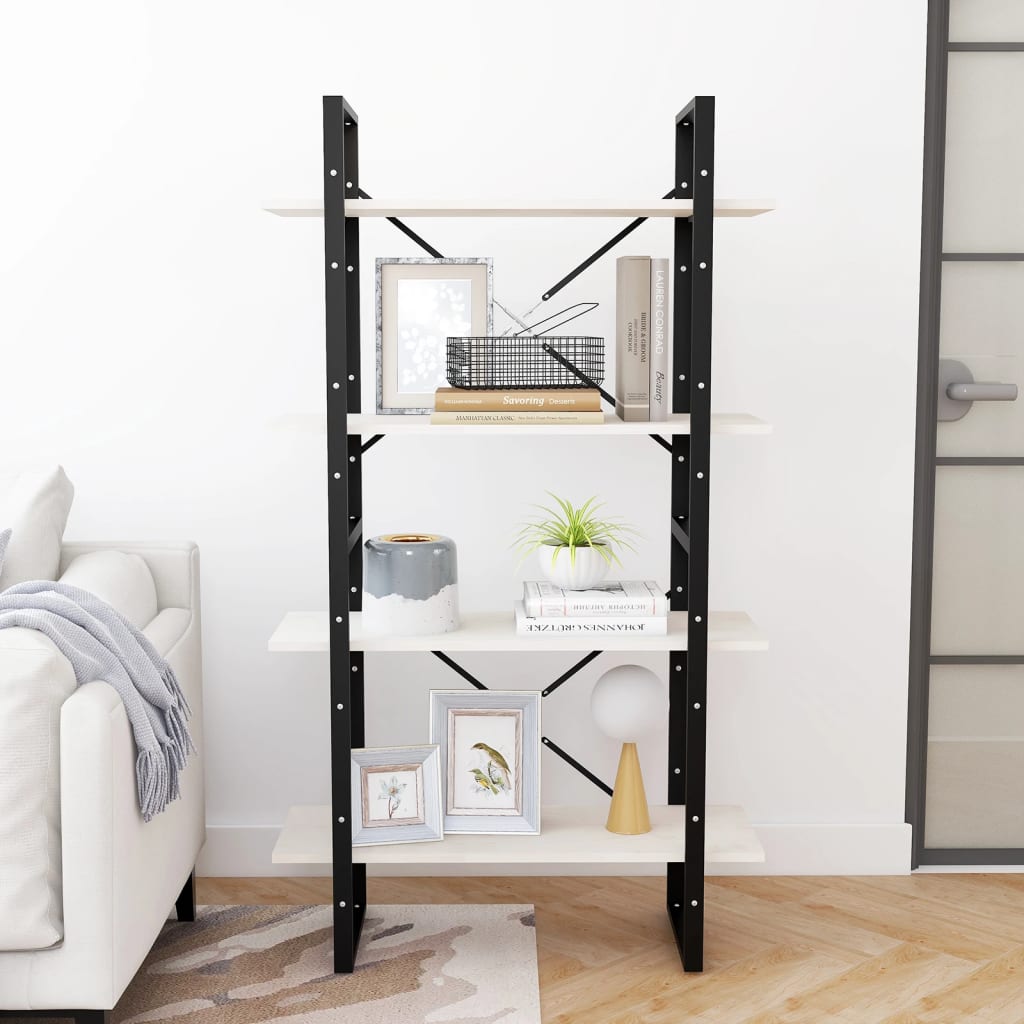 Boekenkast Met 4 Schappen Massief Grenen Wit 80 x 30 x 140 cm Hout