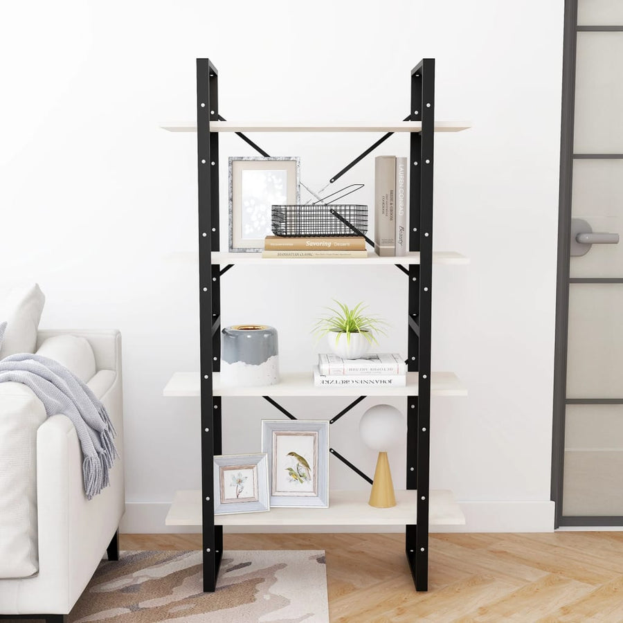 Boekenkast Met 4 Schappen Massief Grenen Wit 80 x 30 x 140 cm Hout