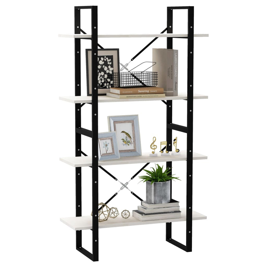 Boekenkast Met 4 Schappen Massief Grenen Wit 80 x 30 x 140 cm Hout