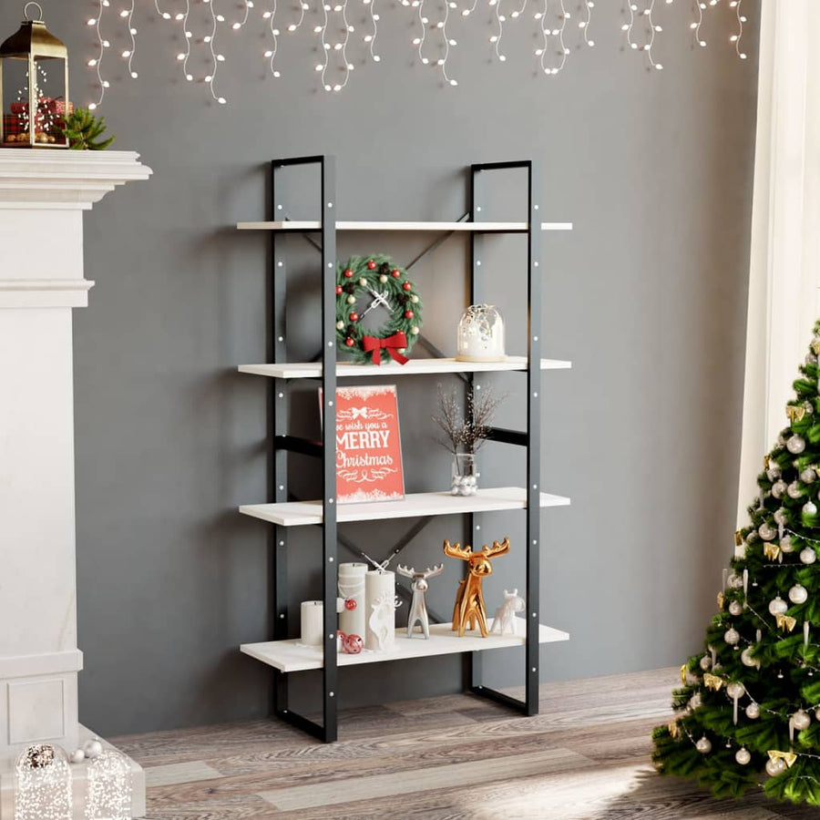 Boekenkast Met 4 Schappen Massief Grenen Wit 80 x 30 x 140 cm Hout