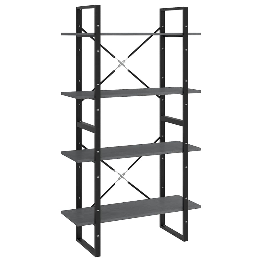 Boekenkast Met 4 Schappen Massief Grenen Grijs 80 x 30 x 140 cm Hout