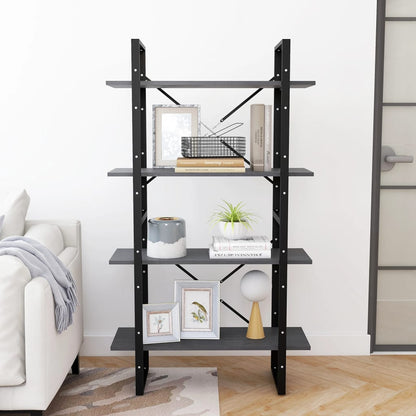 Boekenkast Met 4 Schappen Massief Grenen Grijs 80 x 30 x 140 cm Hout
