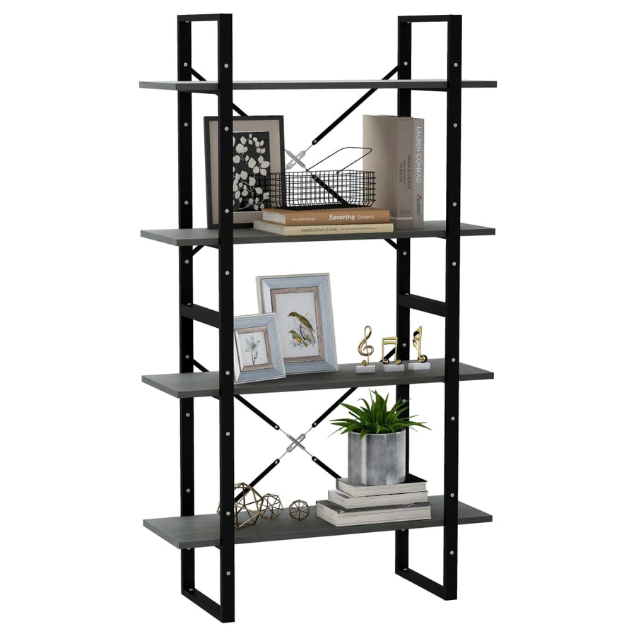 Boekenkast Met 4 Schappen Massief Grenen Grijs 80 x 30 x 140 cm Hout