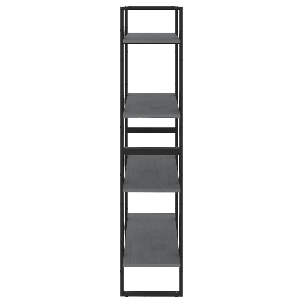 Boekenkast Met 4 Schappen Massief Grenen Grijs 80 x 30 x 140 cm Hout