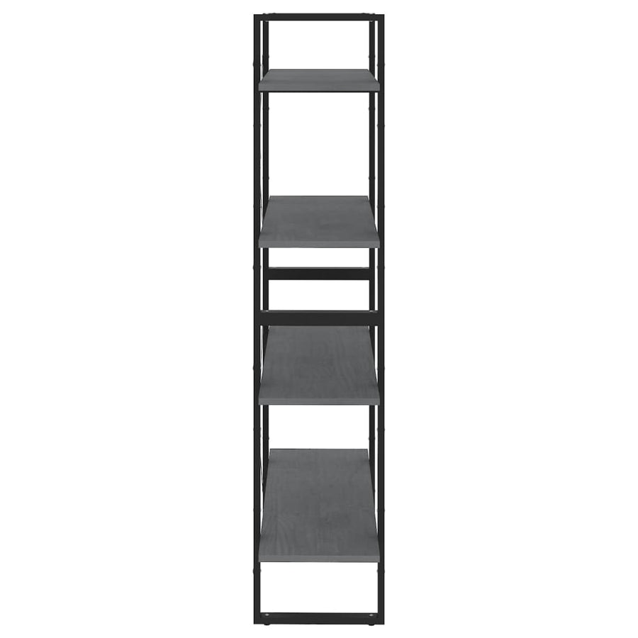 Boekenkast Met 4 Schappen Massief Grenen Grijs 80 x 30 x 140 cm Hout