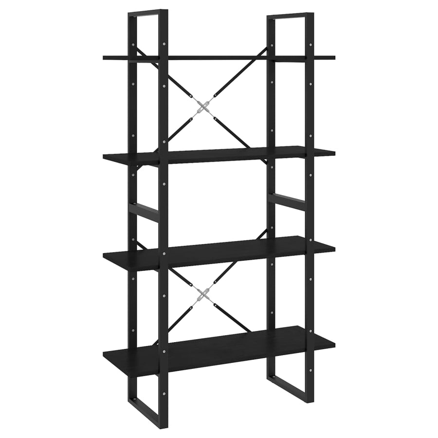 Boekenkast Met 4 Schappen Massief Grenen Zwart 80 x 30 x 140 cm Hout