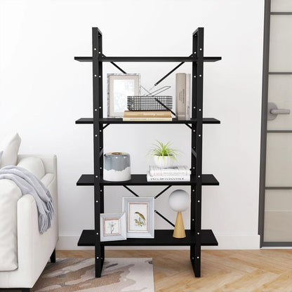 Boekenkast Met 4 Schappen Massief Grenen Zwart 80 x 30 x 140 cm Hout