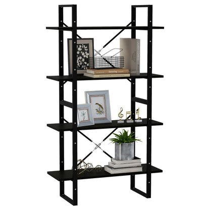 Boekenkast Met 4 Schappen Massief Grenen Zwart 80 x 30 x 140 cm Hout