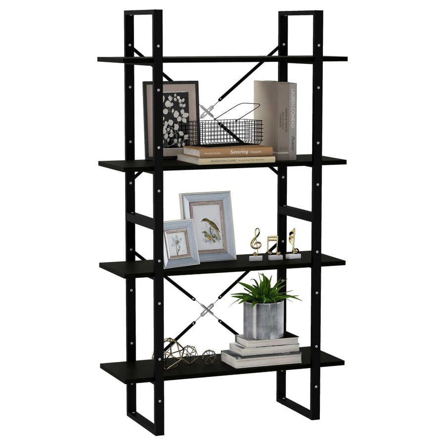 Boekenkast Met 4 Schappen Massief Grenen Zwart 80 x 30 x 140 cm Hout