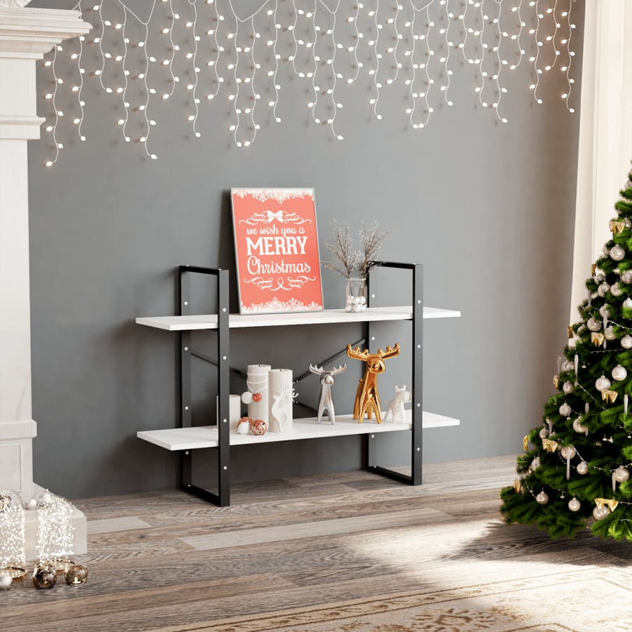 Boekenkast Met 2 Schappen Spaanplaat Wit 100 x 30 x 70 cm Bewerkt hout