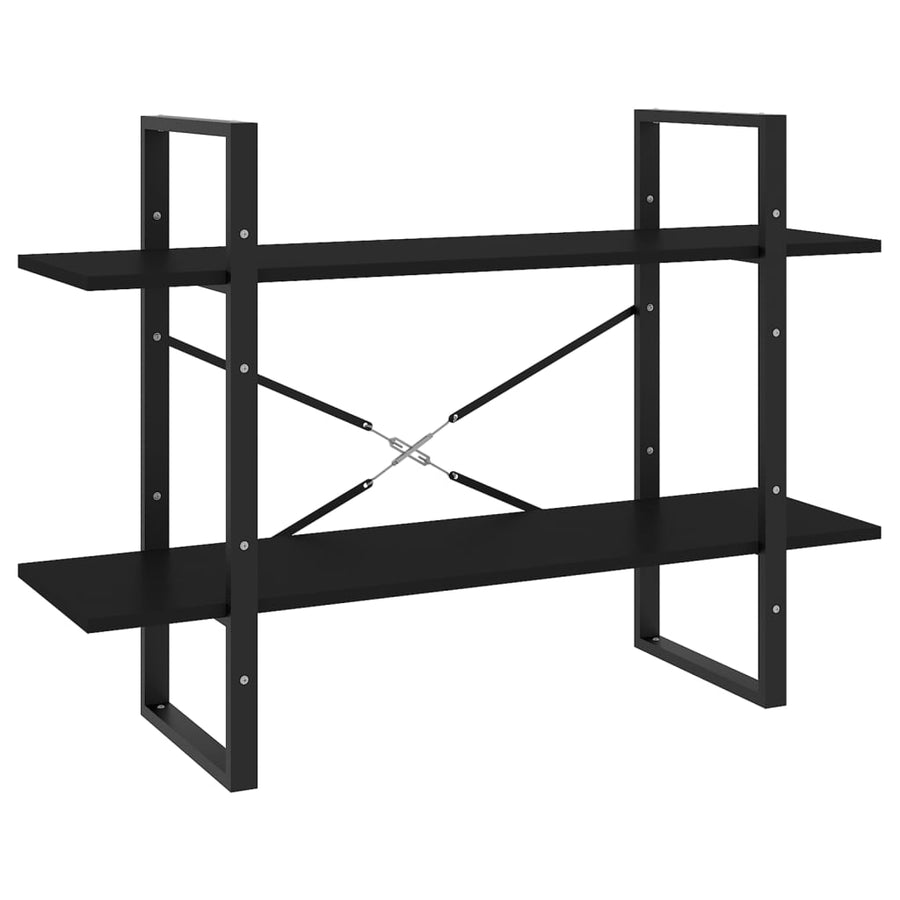 Boekenkast Met 2 Schappen Spaanplaat Zwart 100 x 30 x 70 cm Bewerkt hout