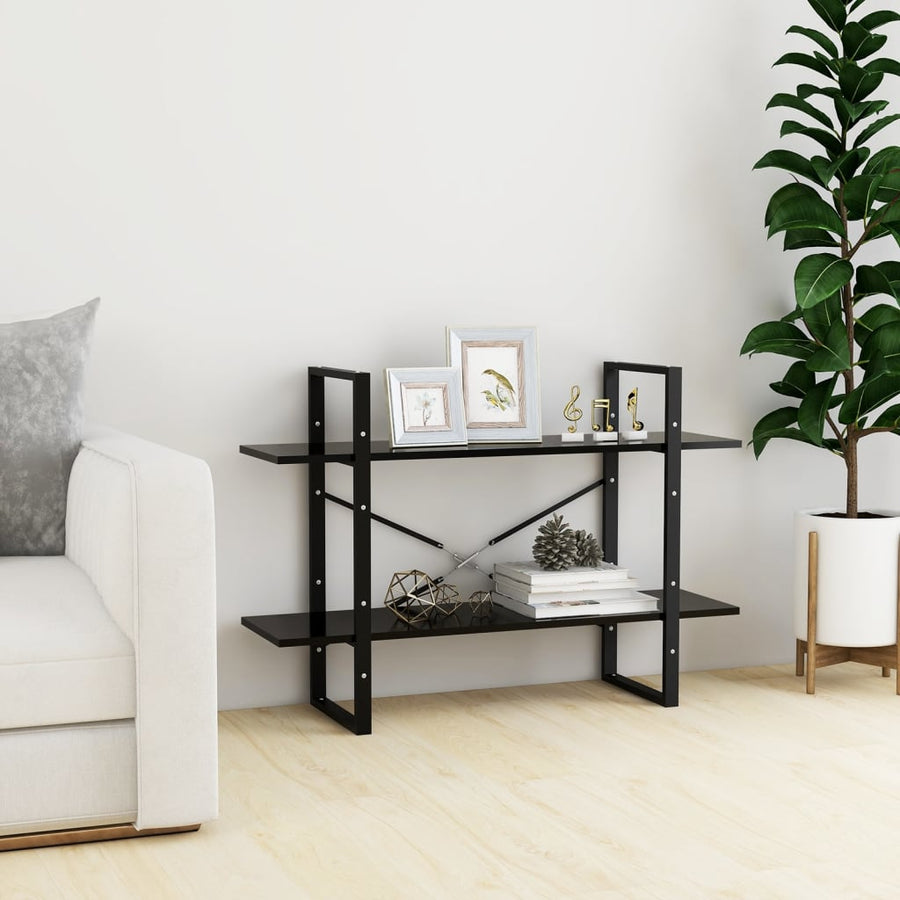 Boekenkast Met 2 Schappen Spaanplaat Zwart 100 x 30 x 70 cm Bewerkt hout