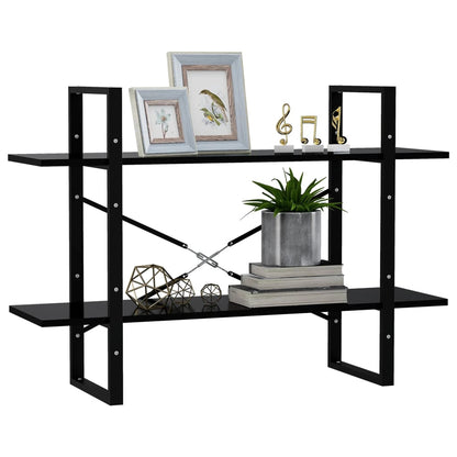 Boekenkast Met 2 Schappen Spaanplaat Zwart 100 x 30 x 70 cm Bewerkt hout